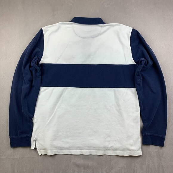 Brooks Brothers Mens Shirt XL White Blue Colorblock Rugby Polo Long Sleeve Crest - Picture 12 of 12